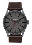 Nixon - Sentry Leather Watch Gunmetal/Black/Brown