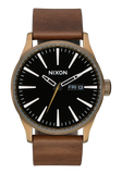 Nixon - Sentry Leather Watch / Black, Brass, Brown