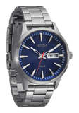 Nixon - Sentry Solar Stainless Steel Navy Sunray/Silver