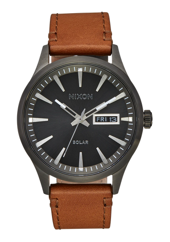 Nixon - Sentry Solar Leather Gunmetal