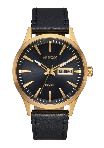 Nixon - Sentry Solar Leather All Gold/Black