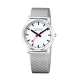 Mondaine Simply Elegant - White Dial & Silver Mesh