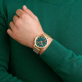 Mondaine - Classic 40mm Forest Green/Gold Stainless Steel Watch