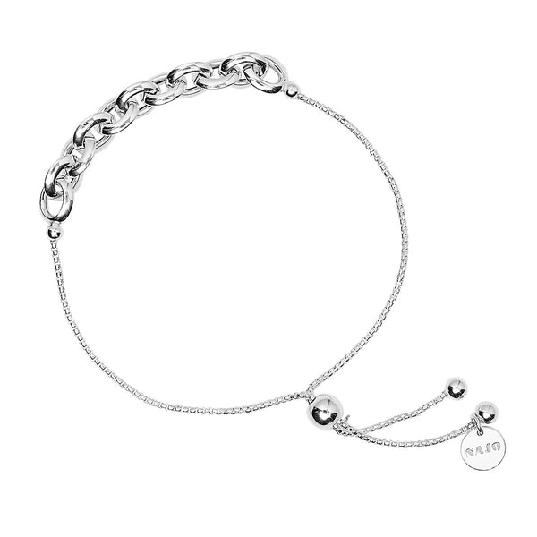 Najo - Barbara Bracelet - Graduated Oval Link Tube Chain With Sliding ball