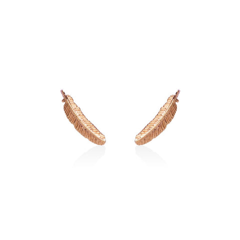 Boh Runga Miromiro Feather Studs - Rose Gold