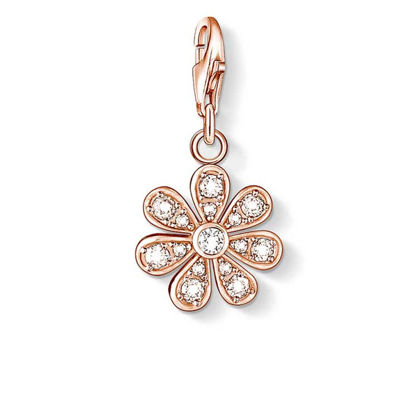 Thomas Sabo Charm Club Rose Gold Plate CZ Flower Charm - CC1003