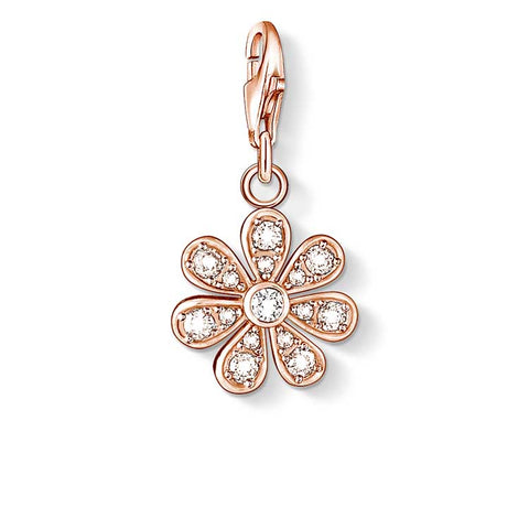 Thomas Sabo Charm Club Rose Gold Plate CZ Flower Charm - CC1003