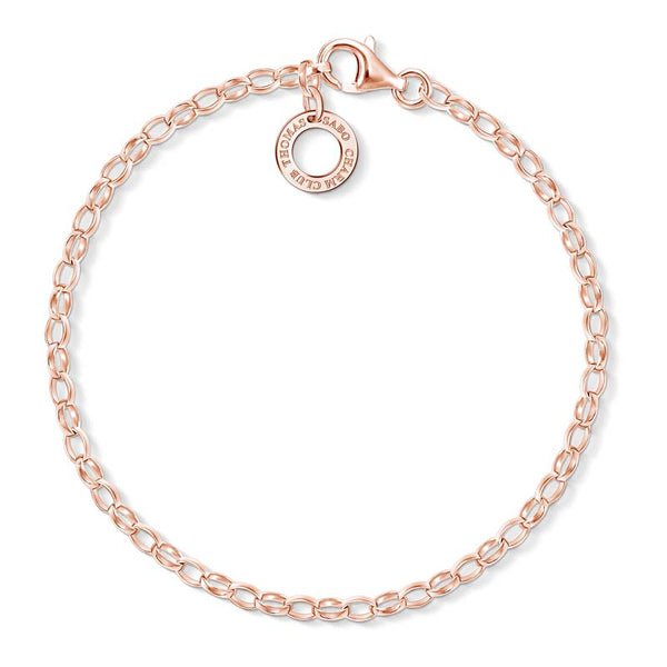 Thomas Sabo Charm Club Rose Gold Plated Belcher Charm Bracelet - Medium (17cm)