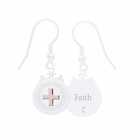 Cross Sterling Silver Declaration Earrings "Faith"