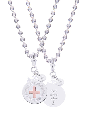 Cross Sterling Silver Declaration Pendant "Faith. Dare To Believe"