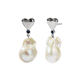 Meadowlark - Camille Pearl Earrings - Silver - Blue Sapphire