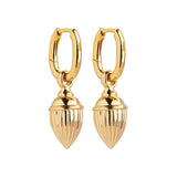 Najo - Raya Ridged Pod Huggie Earring Gold Plated