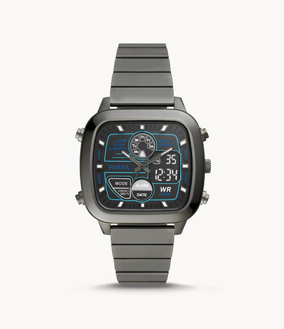 Fossil - Retro Analog-Digital Smoke Stainless Watch