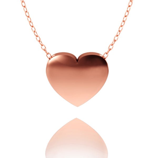 Love In A Jewel Heart Pendant - Rose Gold, Plain