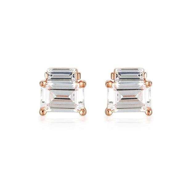 Georgini Emilio Rose Gold Double Baguette Earrings