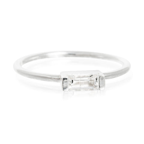 LINDI KINGI DELUXE HALO WHITE TOPAZ BAGUETTE RING