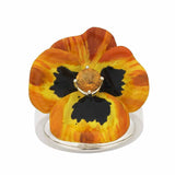 Karen Walker Pansy Ring, Large Pansy - Silver, Yellow Enamel, Citrine