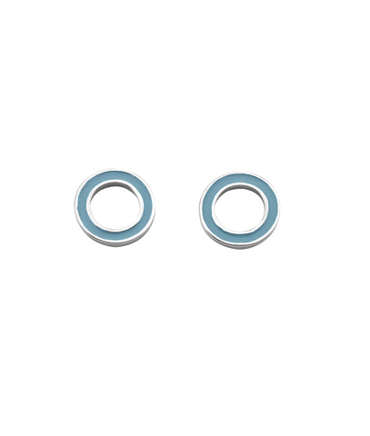 Karen Walker Orbit Studs - Silver, Turquoise Enamel