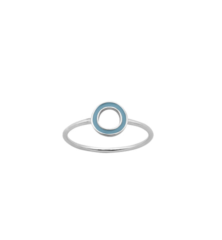 Karen Walker Orbit Ring - Silver, Turquoise Enamel