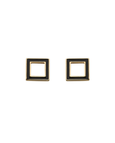 Karen Walker Ignition Studs - 9ct Rose Gold, Black Enamel