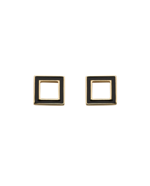Karen Walker Ignition Studs - 9ct Gold, Black Enamel