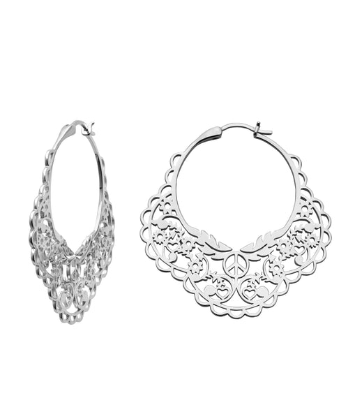 Karen Walker Filigree Hoops - Silver