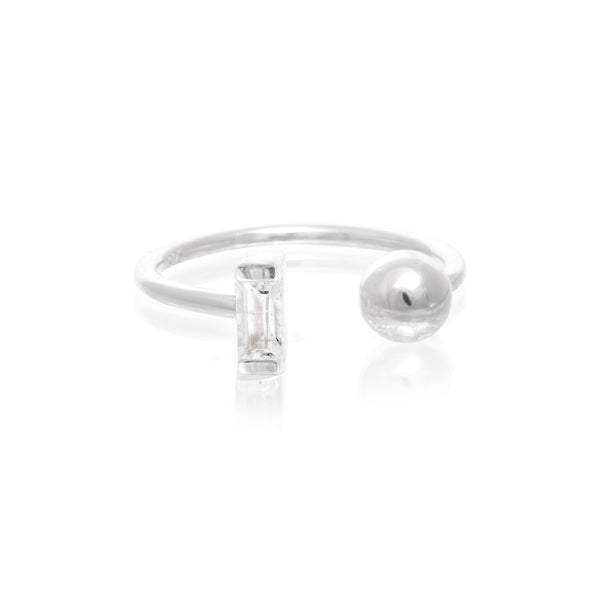 LINDI KINGI DELUXE HALO WHITE TOPAZ AND BALL RING