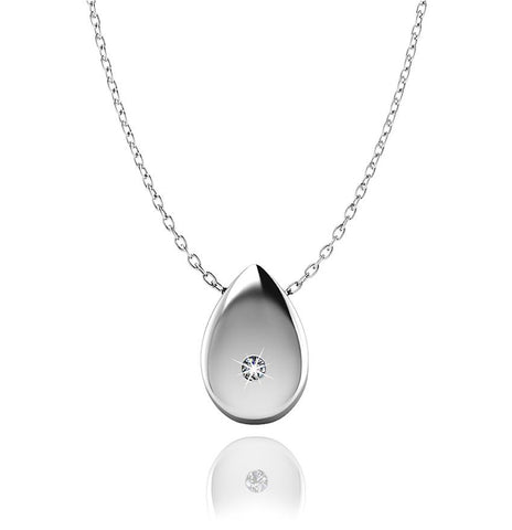 Love In A Jewel Love Drop Pendant - Silver with Diamond