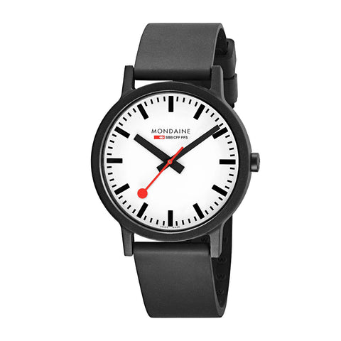 Mondaine essence - Black Dial, Black & Black Strap