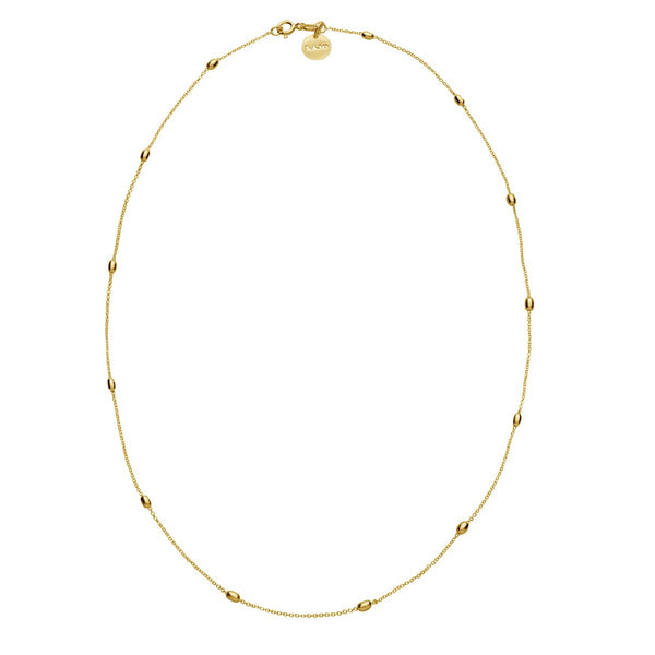 Najo - Like A Breeze Necklace - 1mm YG Plated Chain With Oval Beads 45cm