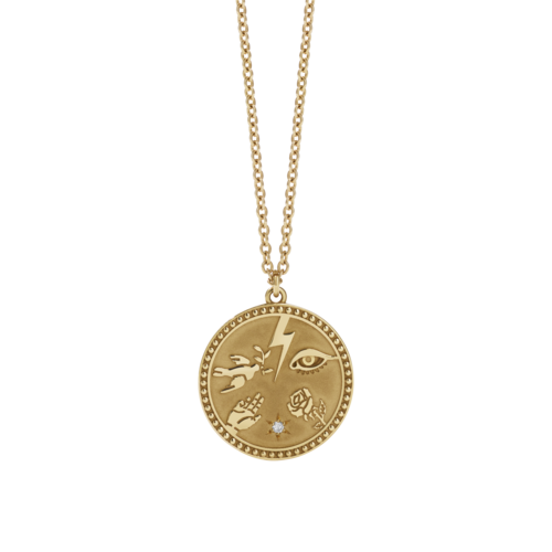 Meadowlark Talisman Necklace - Gold Plate & Reclaimed White Diamond