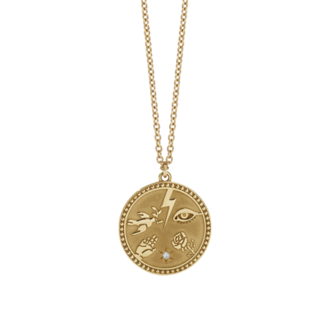 Meadowlark Talisman Necklace - Gold Plate & Reclaimed White Diamond