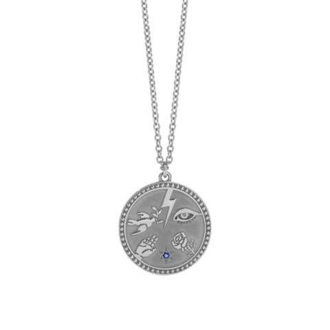 Meadowlark Talisman Necklace - Silver & Blue Sapphire