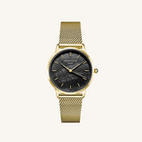 Rosefield - Pearl Edit Mesh Black Gold Watch