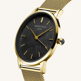 Rosefield - Pearl Edit Mesh Black Gold Watch