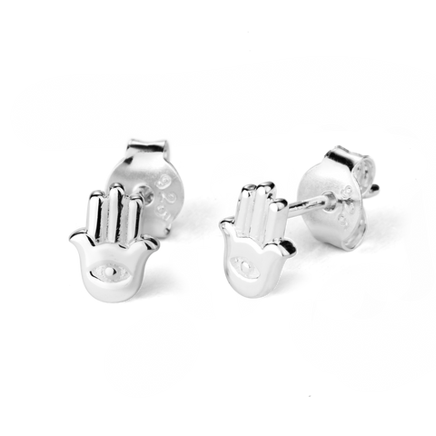 STOW Silver Stud Earrings - Hamsa Hand (Protection)