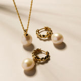 Najo - Dew Drop Pearl Necklace Yellow Gold Plate