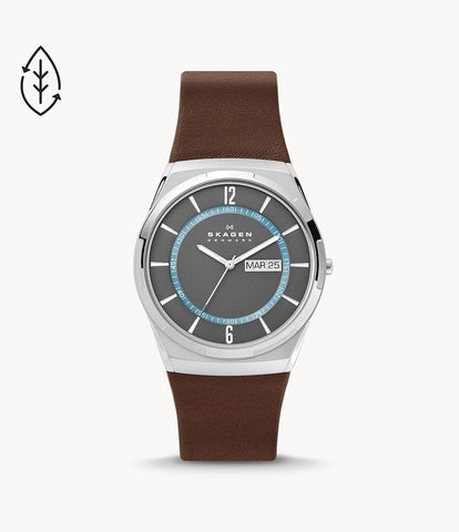 Skagen - Melbye Three-Hand Day-Date Brown Leather Strap