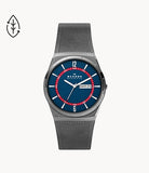 Skagen - Melbye Three-Hand Day-Date Charcoal Steel Mesh Watch