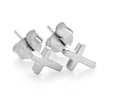 Stolen Girlfriends Club - Tiny Stolen Cross Earrings Silver