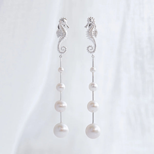 Nick Von K - Seahorse Pearl Drop Earrings