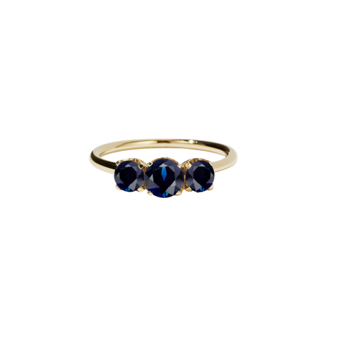 Meadowlark - Signature 3 Stone - 9ct Yellow Gold & Blue Sapphire