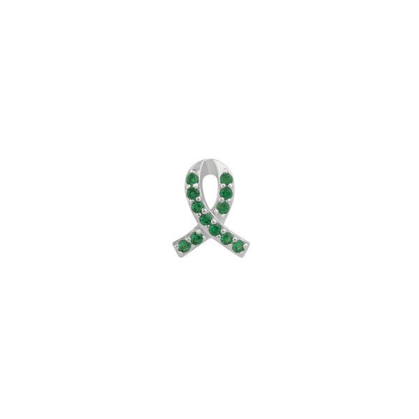 STOW Green Ribbon (Mental Health) Charm Sterling Silver & CZ