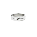 Meadowlark Diamond Star Band Flat - Sterling Silver & Ruby