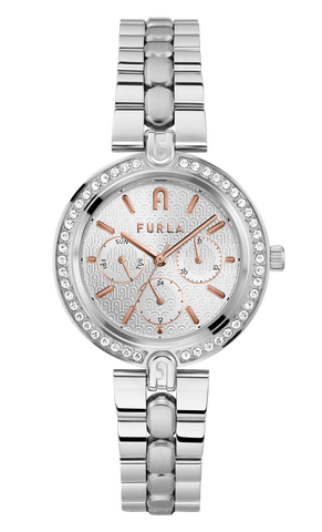 Furla - Logo Links Crystal Silver Bracelet Watch