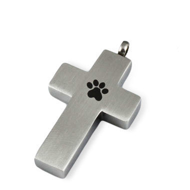 LIFE CYCLE CREMATION PENDANT - PAW PRINT CROSS