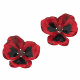 Karen Walker Pansy Studs, Large Pansies - Silver, Red Enamel, Garnet