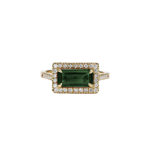 Meadowlark - Arizona Ring 9ct Yellow Gold - Green Tourmaline - White Diamond