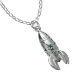 Karen Walker Rocket Ship Pendant - Silver, Garnet, Emerald