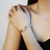 Najo - 11mm Wide Silver Cuff Hollow Tube